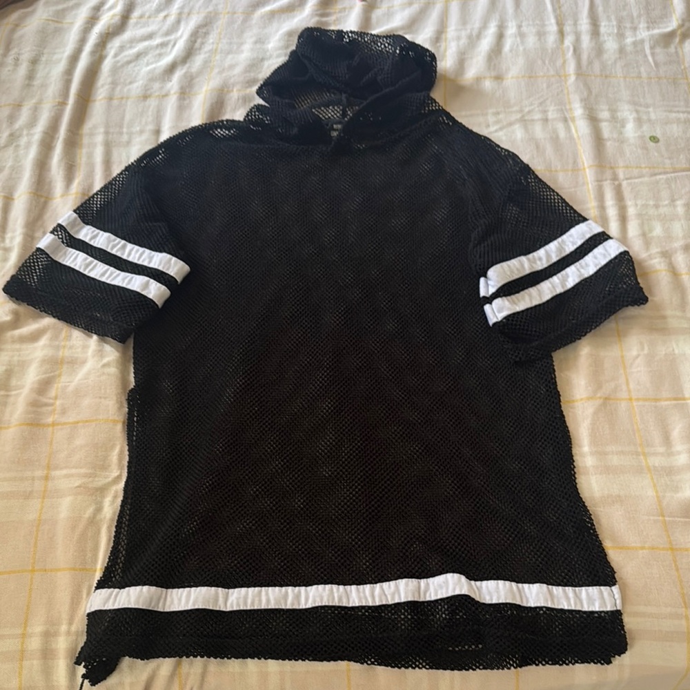 Black Mesh Hooded Dress